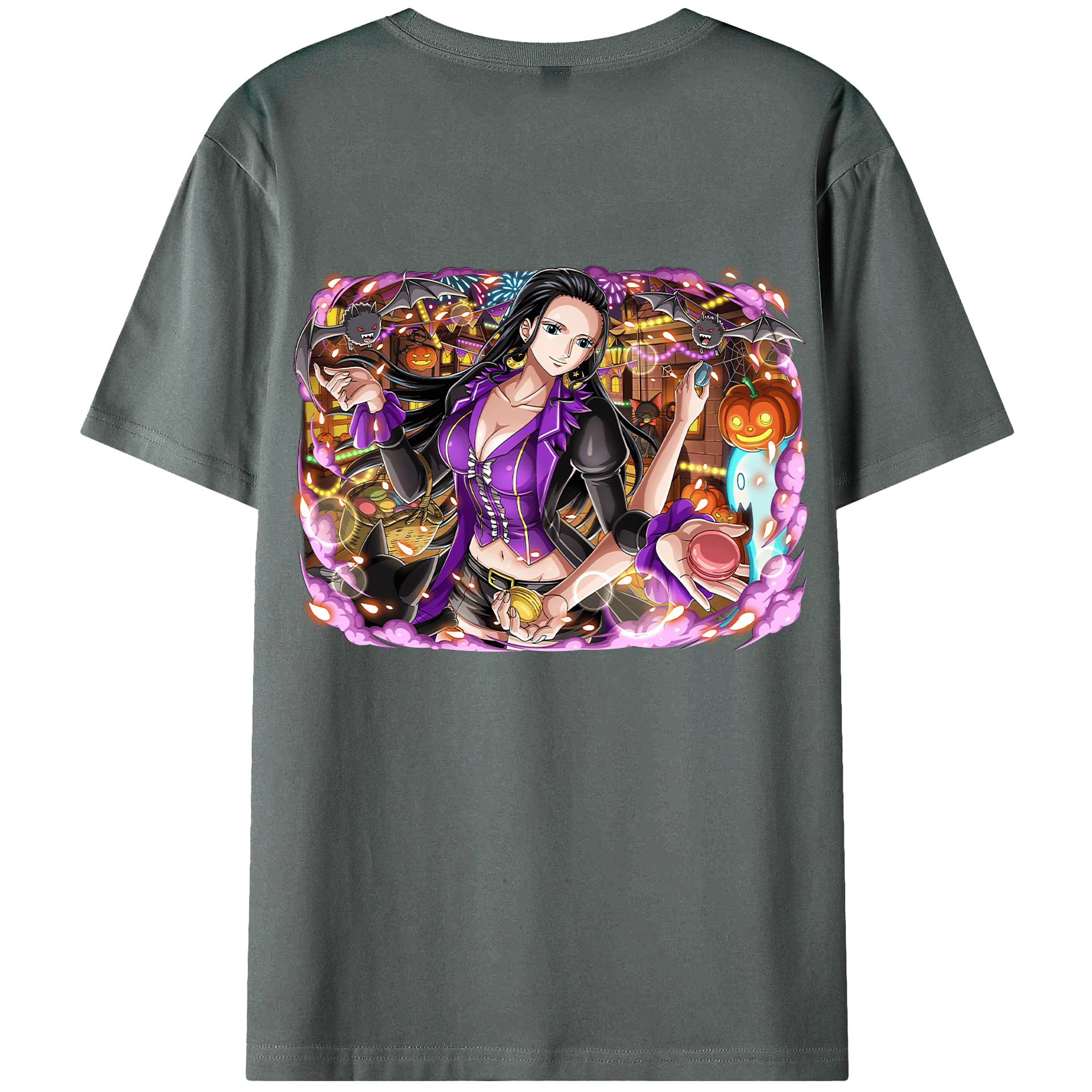 ワンピース ニコ・ロビン ONE PIECE Nico Robin 綿100％ メンズ半袖Tシャツ（バックプリント） 通気性